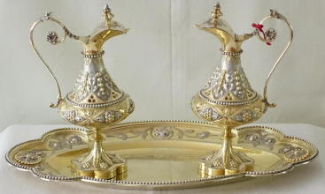 French antique solid silver part gilt Gothic Chapel Set